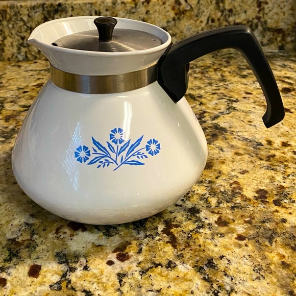 Corningware Other - Vintage Corning Ware Stovetop 6 Cup Coffee Pot with Lid Blue Cornflower Pattern